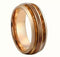 Men 8mm Tungsten Guitar String Whisky Barrel Wood Inlay Engagement Wedding Band
